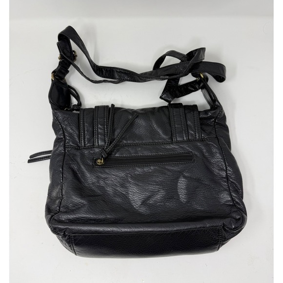 Montana West Select Black Vegan Leather Crossbody Messenger Bag Brass Hardware - Picture 2 of 8